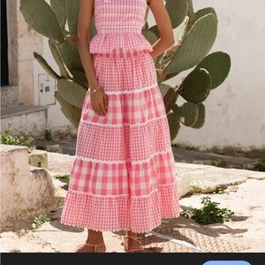 New Pink City Prints cotton Pink Gingham Women's Skirt